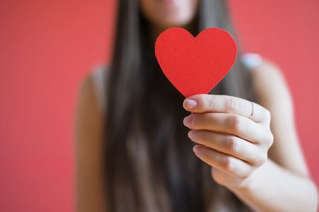 Picture icon paper heart in handの写真素材