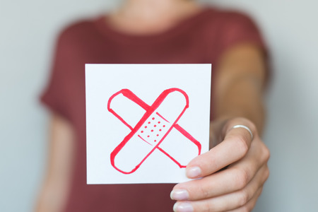 Picture icon in the hands of patchの写真素材