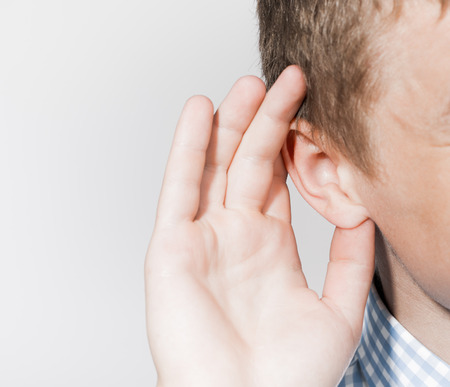 businessman listensの写真素材