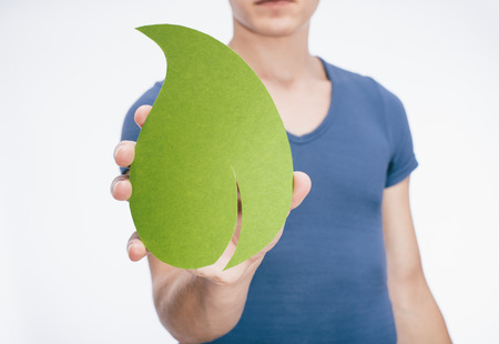 image icon leaf in handの写真素材