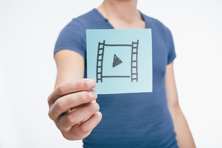 drawing a picture in his hand playの写真素材