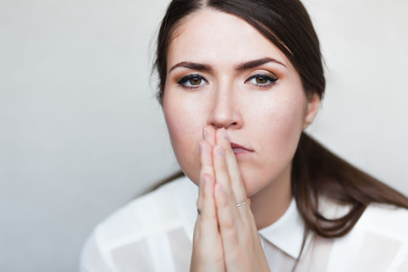 Portrait of young serious business womanの写真素材