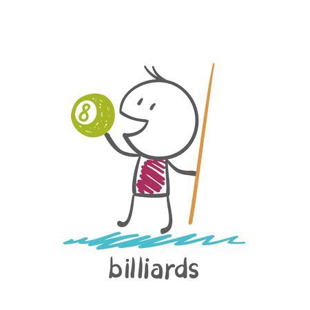 man plays billiards illustrationのイラスト素材
