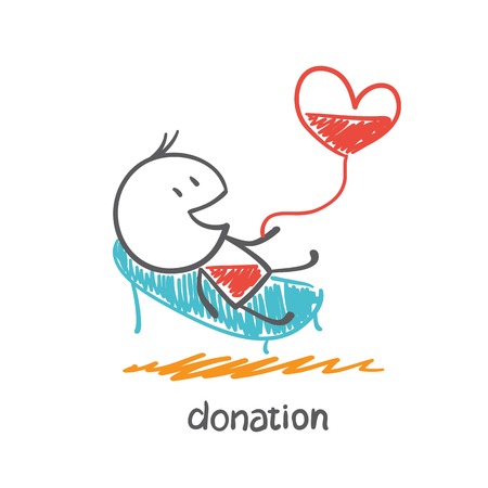 a person receives blood drip illustrationのイラスト素材