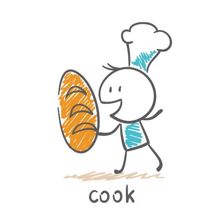 cook baked bread illustrationのイラスト素材