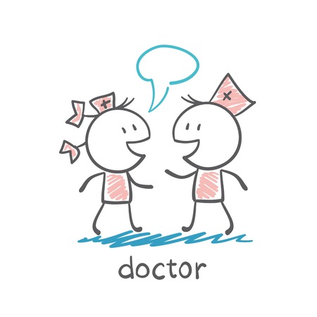 Doctor talking to a nurse illustrationのイラスト素材