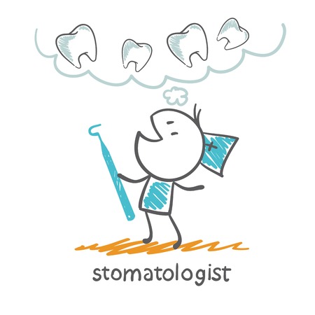 stomatologist dreams about many teeth illustrationのイラスト素材