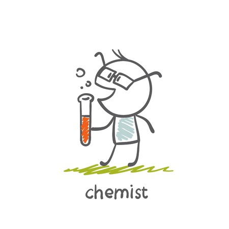 chemist standing with bulb illustrationのイラスト素材