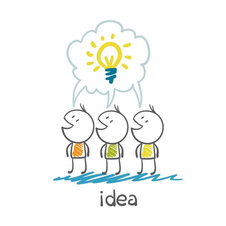 All people think about the idea of a light bulb illustrationのイラスト素材