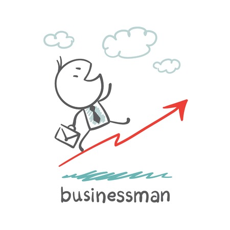 businessman talking on the up arrow illustrationのイラスト素材