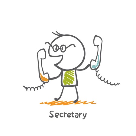 secretary talking on the phone illustrationのイラスト素材
