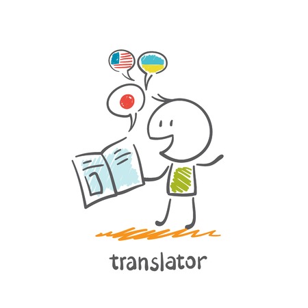translator reads the book illustrationのイラスト素材
