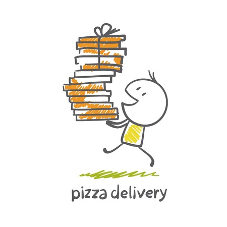 pizza delivery illustrationのイラスト素材