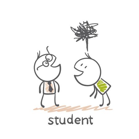 smart and stupid student illustrationのイラスト素材
