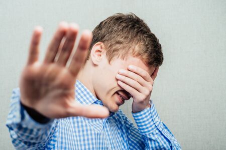 man showing stop