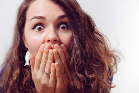 The woman is afraid of fearの写真素材