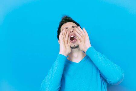 Call someone. Manの写真素材