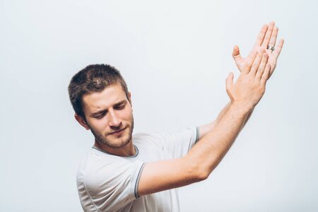 man claps and applaudingの写真素材