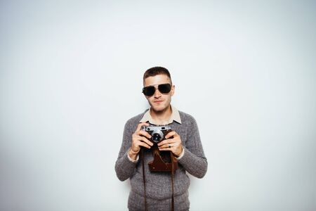 A man with a cameraの写真素材