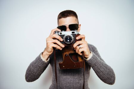 A man with a cameraの写真素材