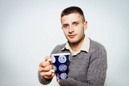 Man with cupの写真素材