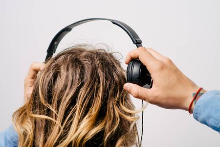 Man with headphonesの写真素材