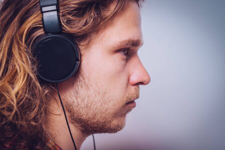 Man with headphonesの写真素材