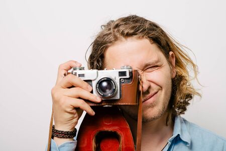 A man with a cameraの写真素材