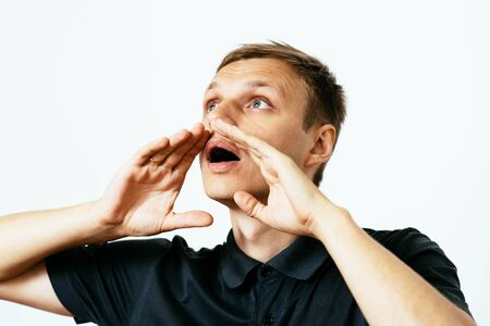 Call someone. Manの写真素材