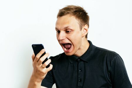 A man with a smartphoneの写真素材