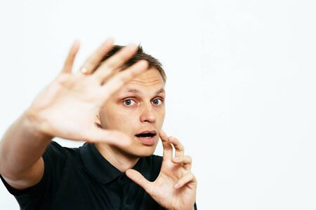 The man is afraid of fearの写真素材