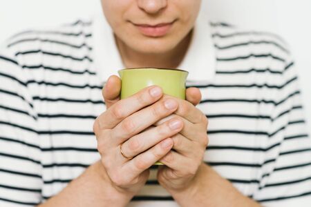 Man with cupの写真素材