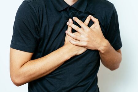 A man with a heart attackの写真素材