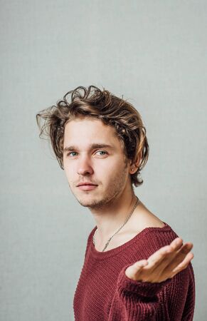 man hand showing somethingの写真素材