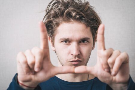 man makes the frame armsの写真素材