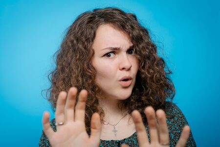 The woman is afraid of fearの写真素材