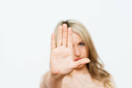 Stop gesture girlの写真素材