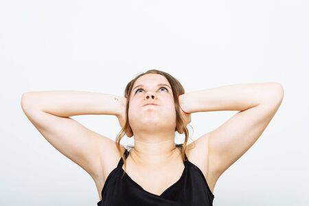 Close ears womanの写真素材