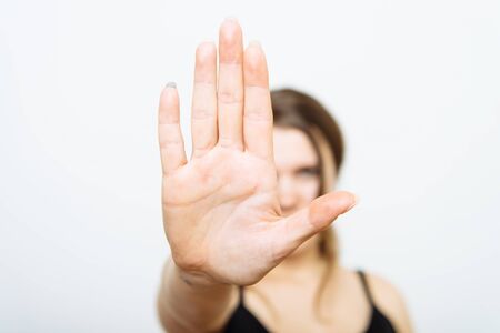 Stop gesture girlの写真素材