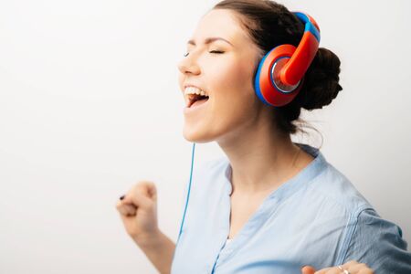 girl in headphones dancing