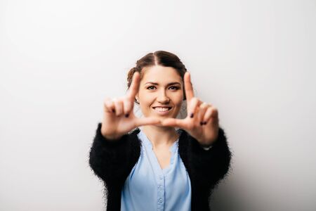 girl makes a frame armsの写真素材