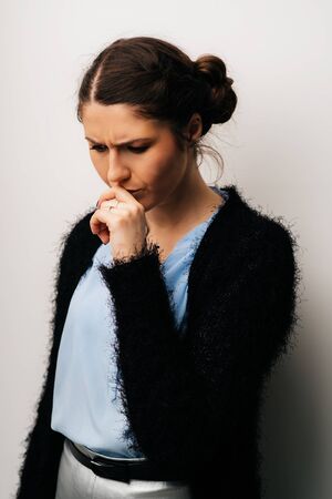 girl thinkingの写真素材
