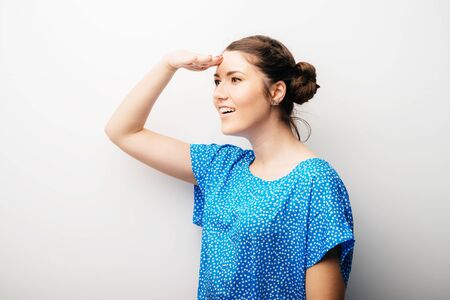 girl looks into the distanceの写真素材