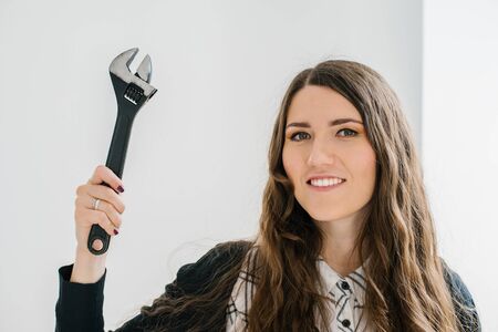 girl with a wrenchの写真素材