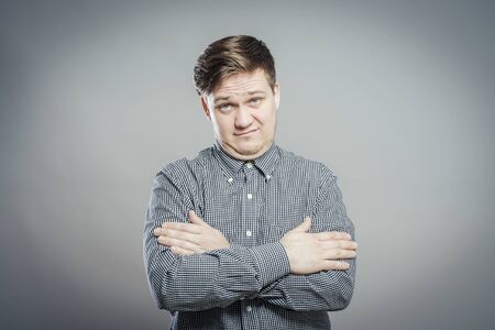 young man looking at the camera - "seriously?"の写真素材