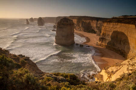 The Twelve Apostles at sunset on a warm summerの写真素材