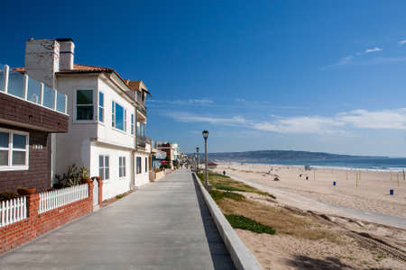 Properties on the waterfront in Manhattan Beach, Los Angeles, California, USAの写真素材