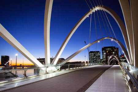View towards Docklands upon Seafarers Bridge in Melbourne, Victoria, Australia の写真素材