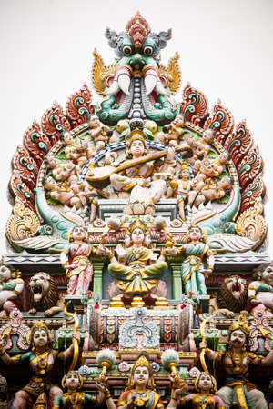 Artwork on a temple in Little India in Singaporeの写真素材