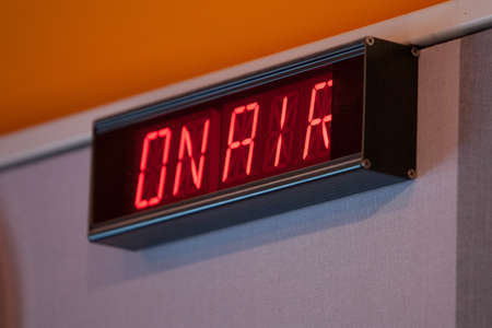 An on air sign at a radio stationの写真素材